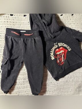 Rolling Stones Kids Black Graphic Jogger Pants
